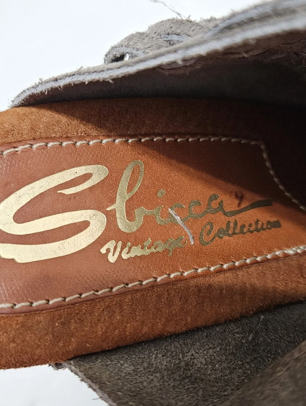 Sbicca Vintage Collection Tan Suede Fringe Wedge Peep Toe Sandals Sz 8.5-9 US